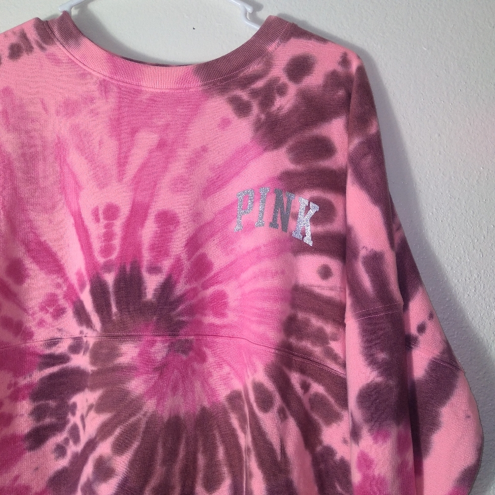 VICTORIA SECRET PINK Shine Tie-Dye Crew Neck Sweatshirt- Size M - Picture 5 of 14